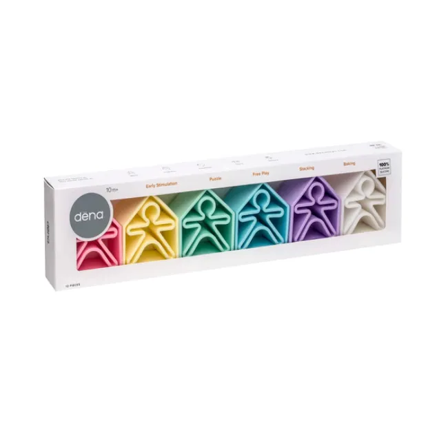 dena silicone 6 kids & houses - pastel