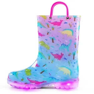 Dinosaur Light-up Pink & Blue Rain Boots