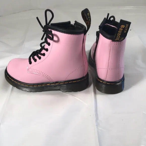 Dr. Martens 1460 Boot Kids Bubble Gum Pink Patent Leather Lace Up Side Zip Boots