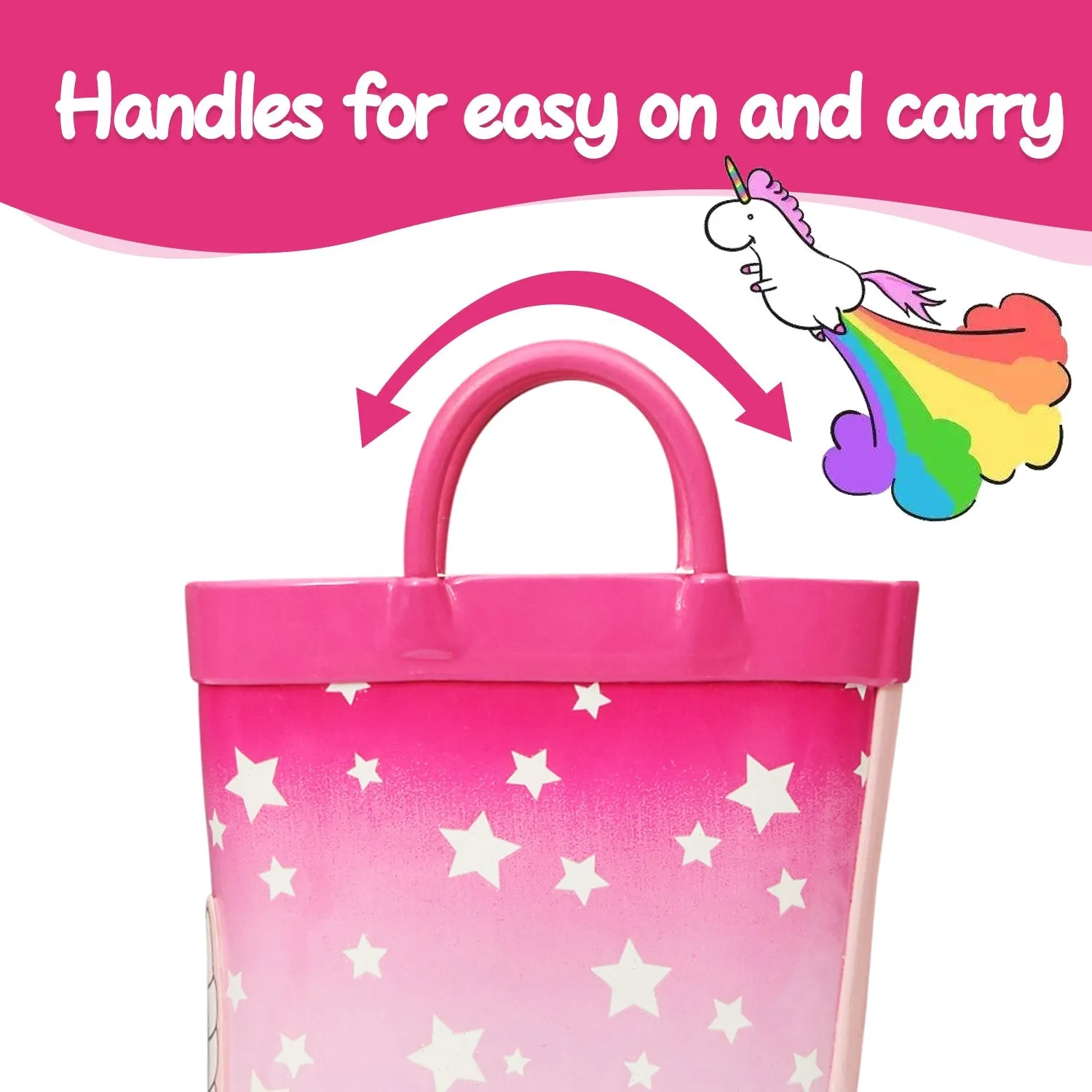 Fantasy Unicorn Kids Rain Boots-Pink