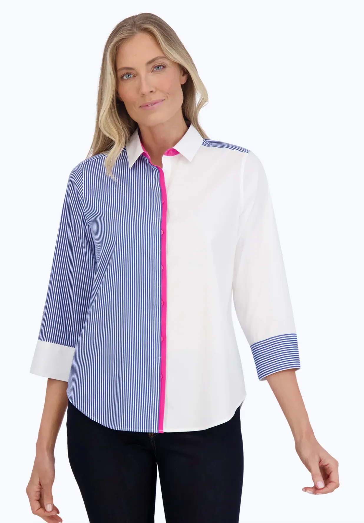 Foxcroft Charlie Colorblock Stripe Shirt