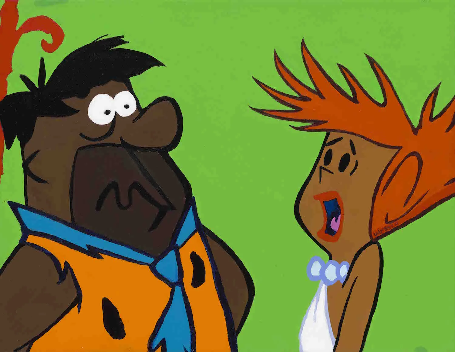 FRED!!! - FOBP - Black Flintstones - Original Acrylic Painting & Wall Decor - Vakseen Art