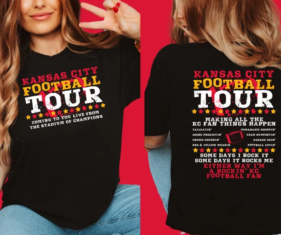 FRONT   BACK Kansas City Football Tour Black Tee