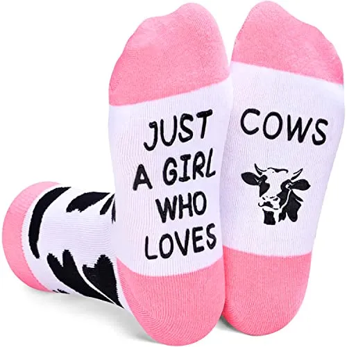 Funny Cow Gifts for Girls, Gifts for Daughters, Kids Who Love Cow, Cute Cow Socks for Girls, Gifts for 7-10 Years Old Girl