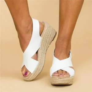 Georgina® | Women's wedge heel sandals with crossed straps