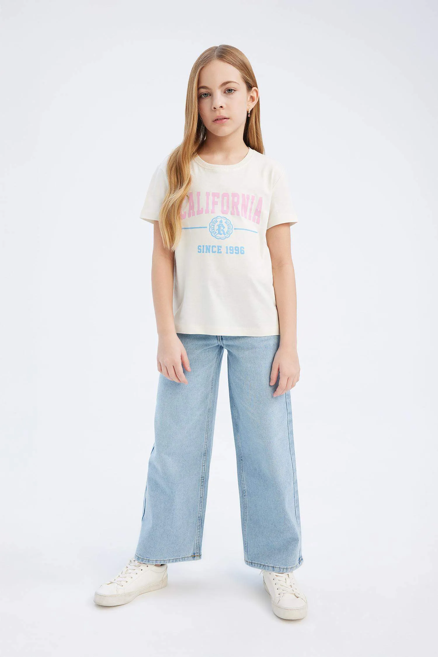 Girl Crew Neck Printed Short Sleeve T-Shirt