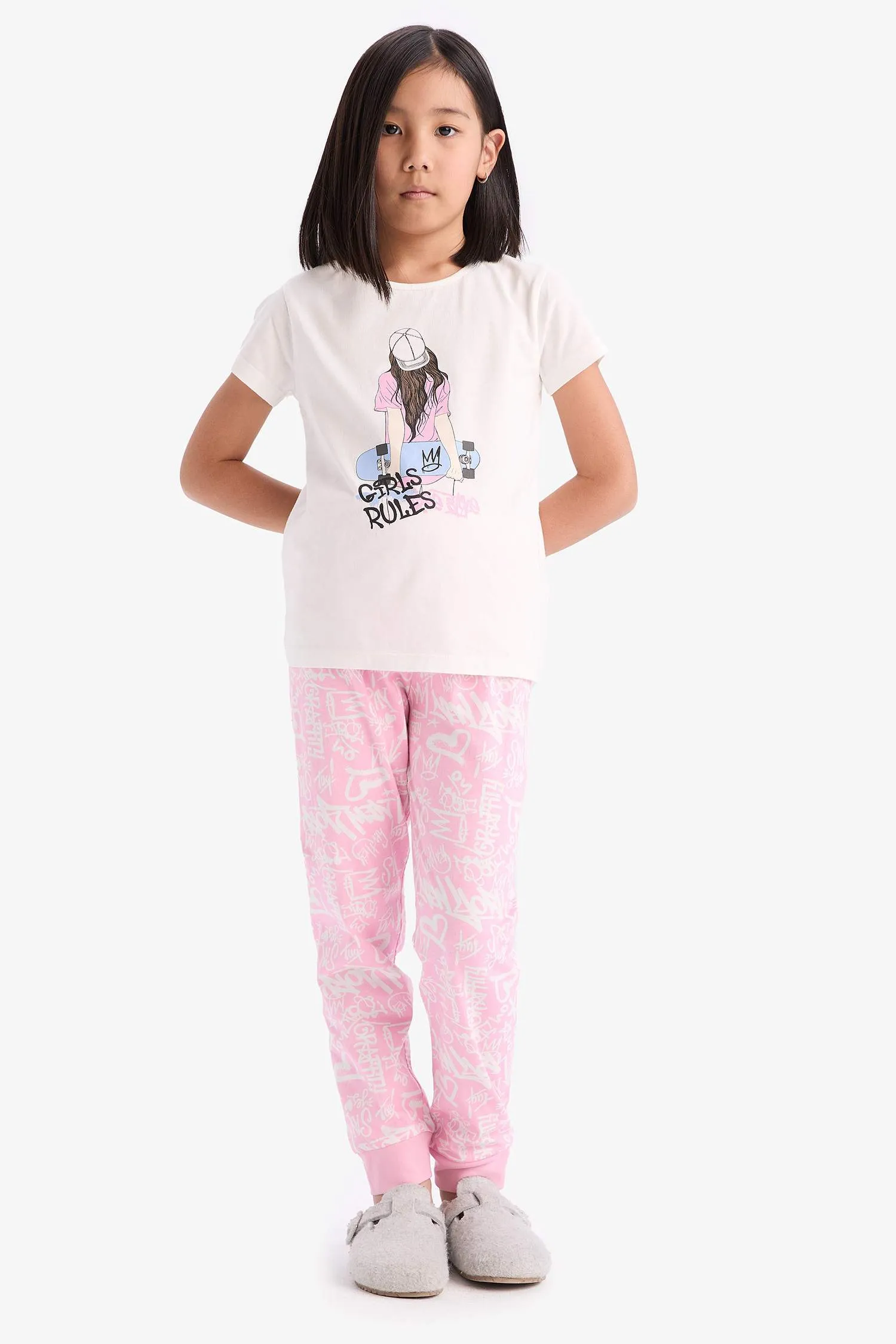Girl Printed Top Bottom 2 Piece Pajama Set