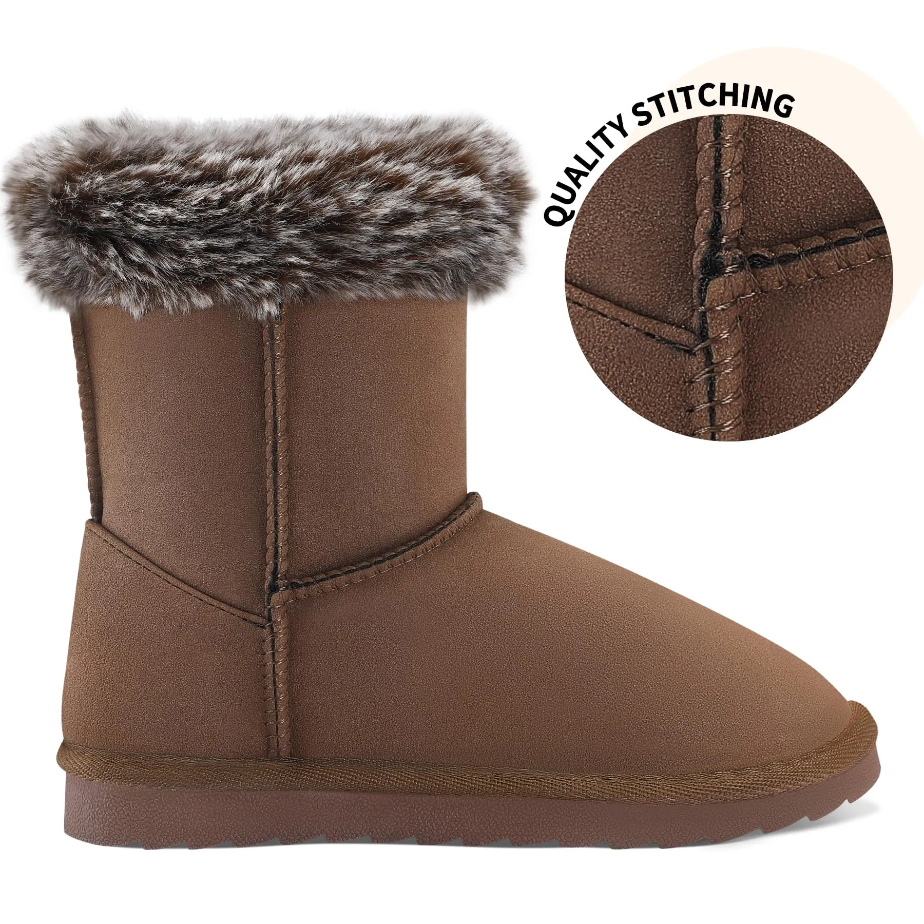 Girls Bow Tie Warm Fur Lined Snow Boots
