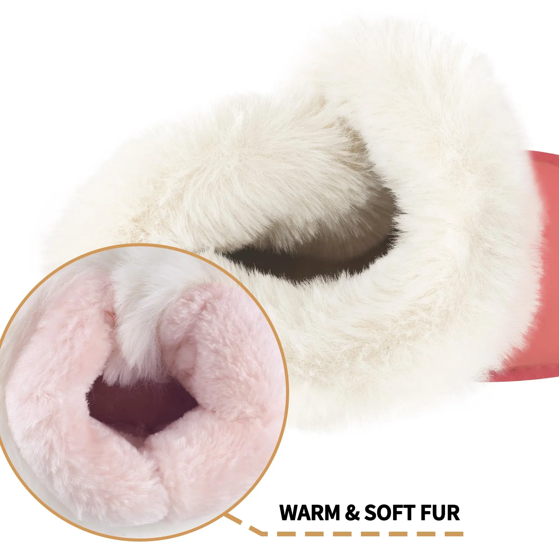 Girls Bow Tie Warm Fur Lined Snow Boots