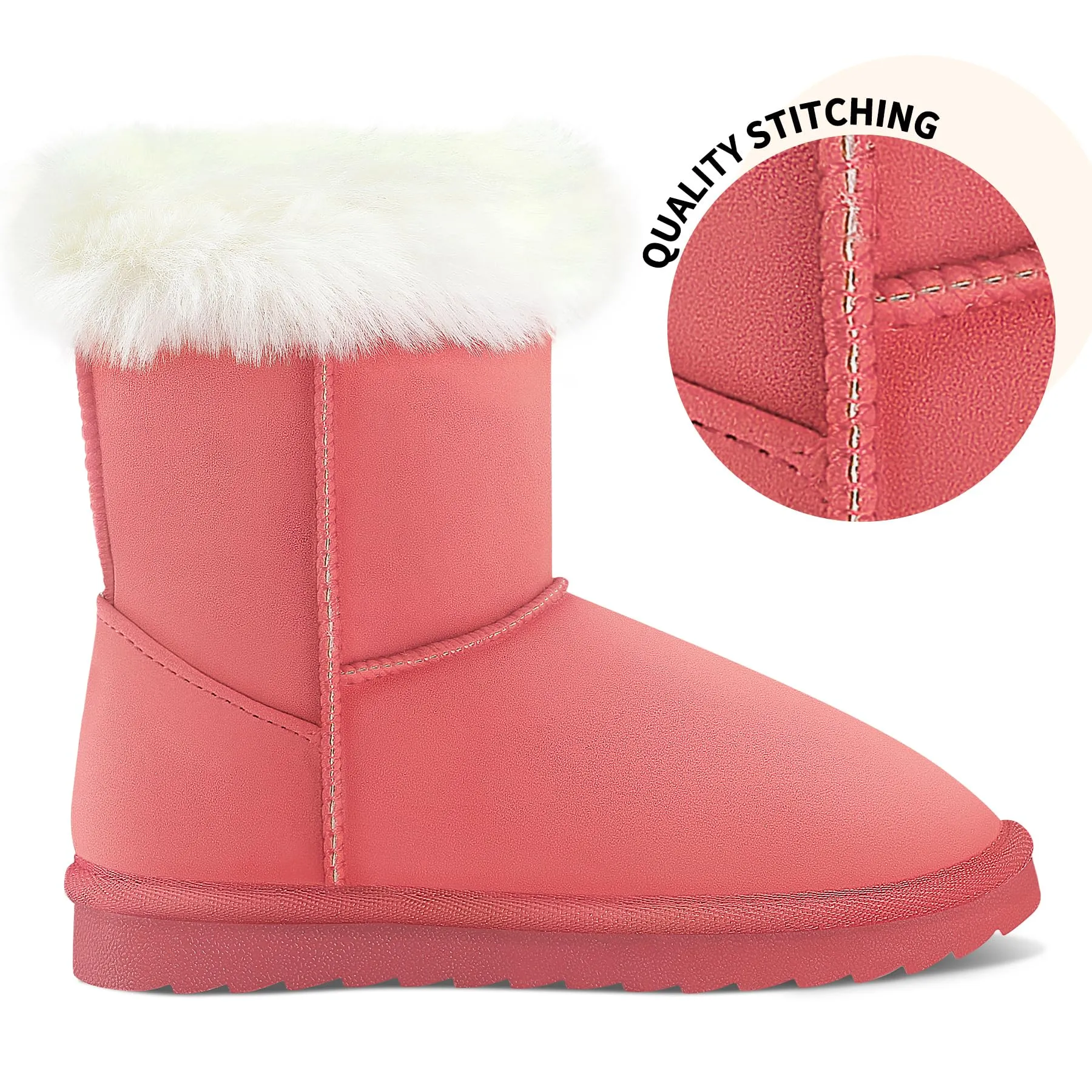 Girls Bow Tie Warm Fur Lined Snow Boots