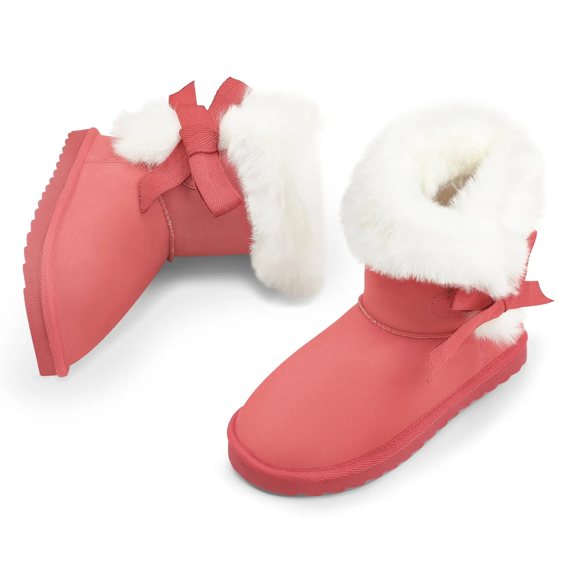 Girls Bow Tie Warm Fur Lined Snow Boots
