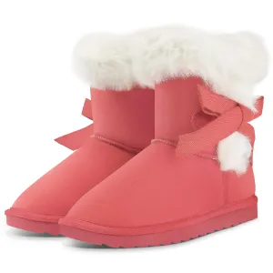 Girls Bow Tie Warm Fur Lined Snow Boots