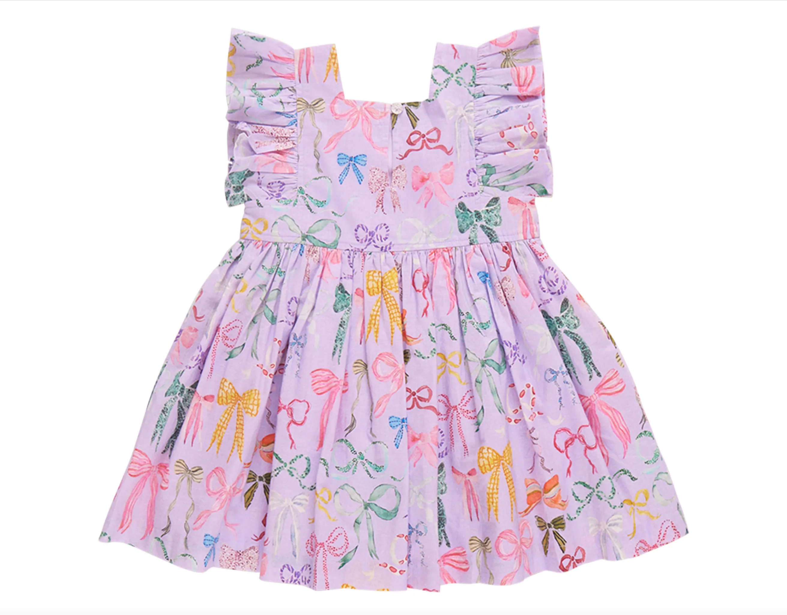 Girls Elsie Dress - Lavender Watercolor Bows