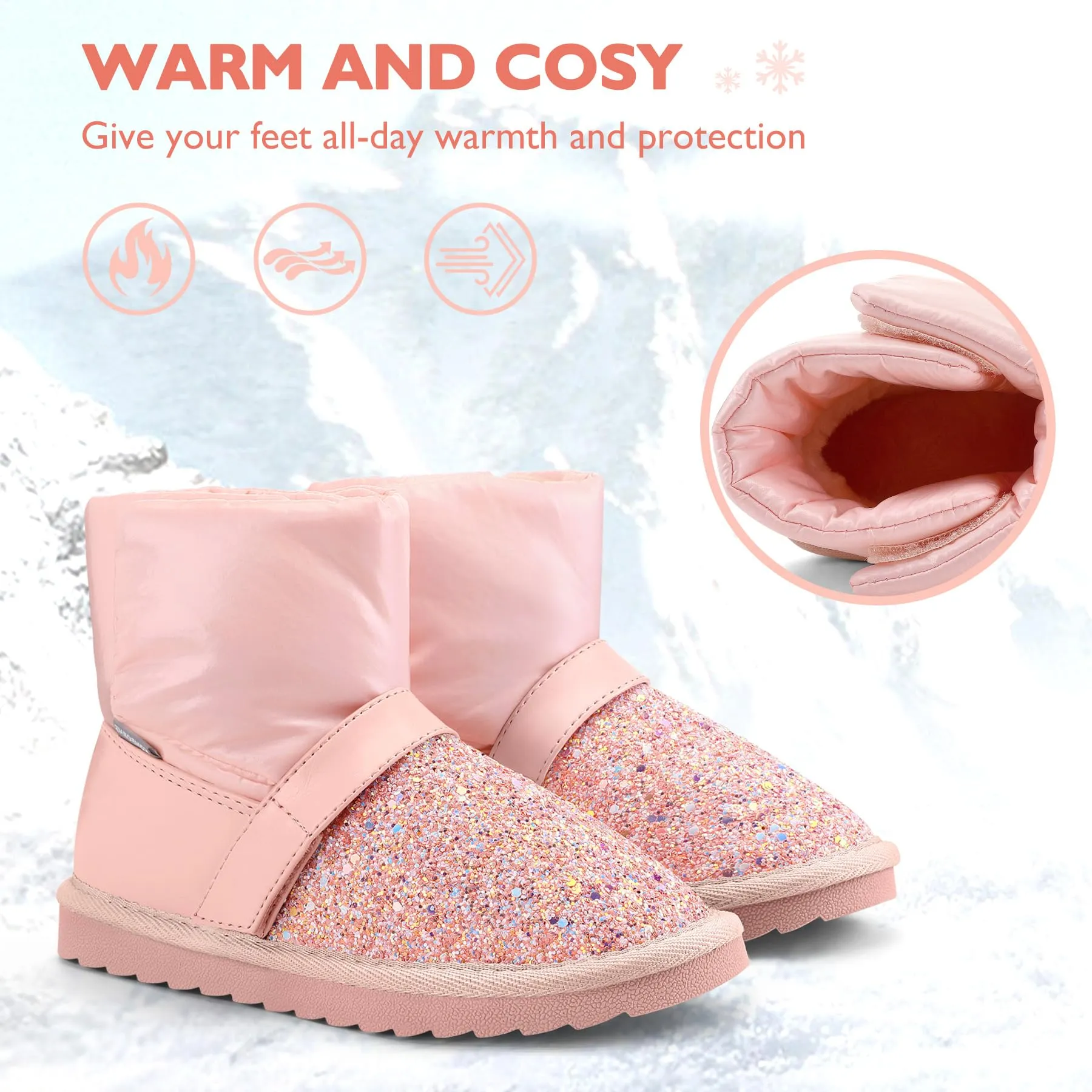 Glitter Warm Fur Lined Snow Boots