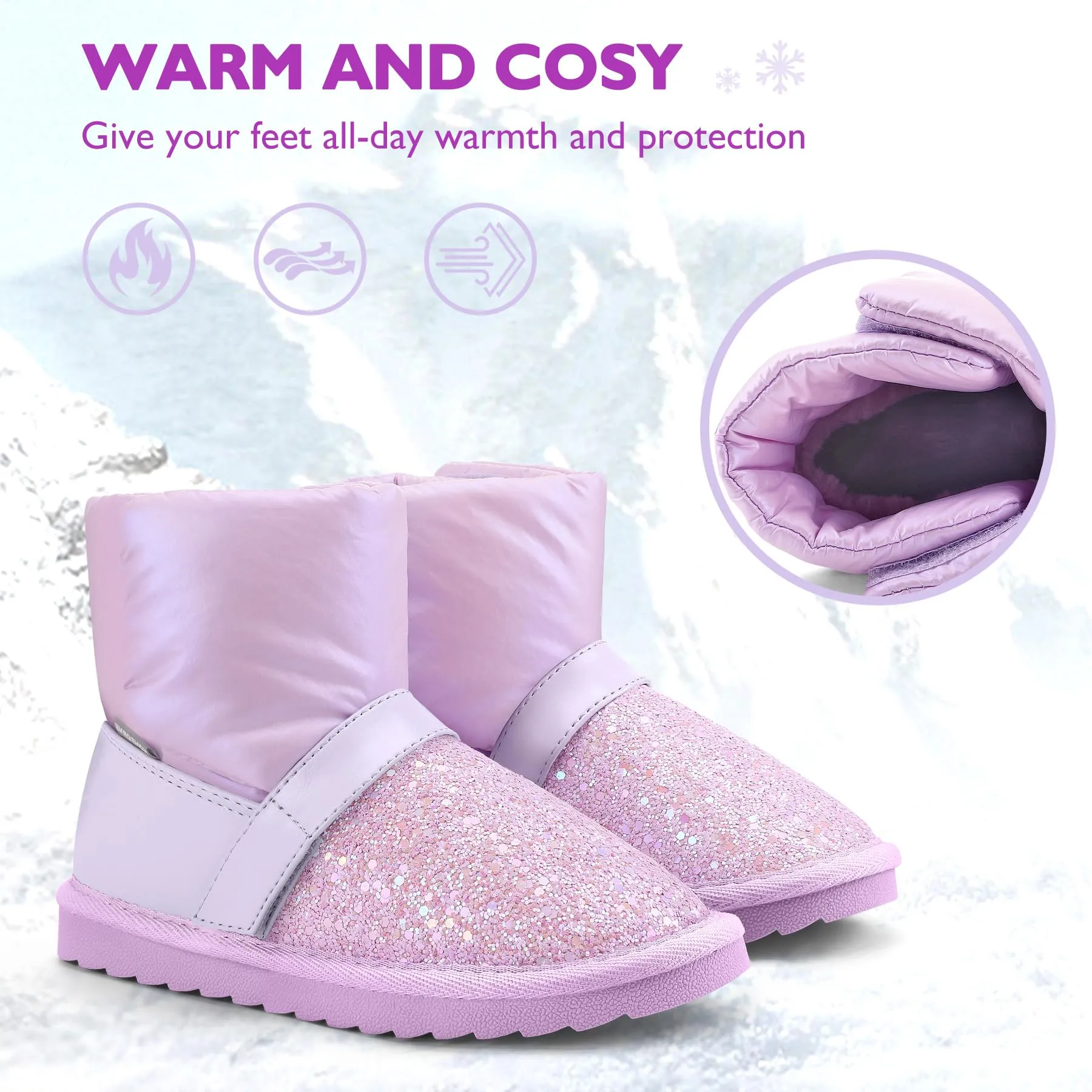 Glitter Warm Fur Lined Snow Boots