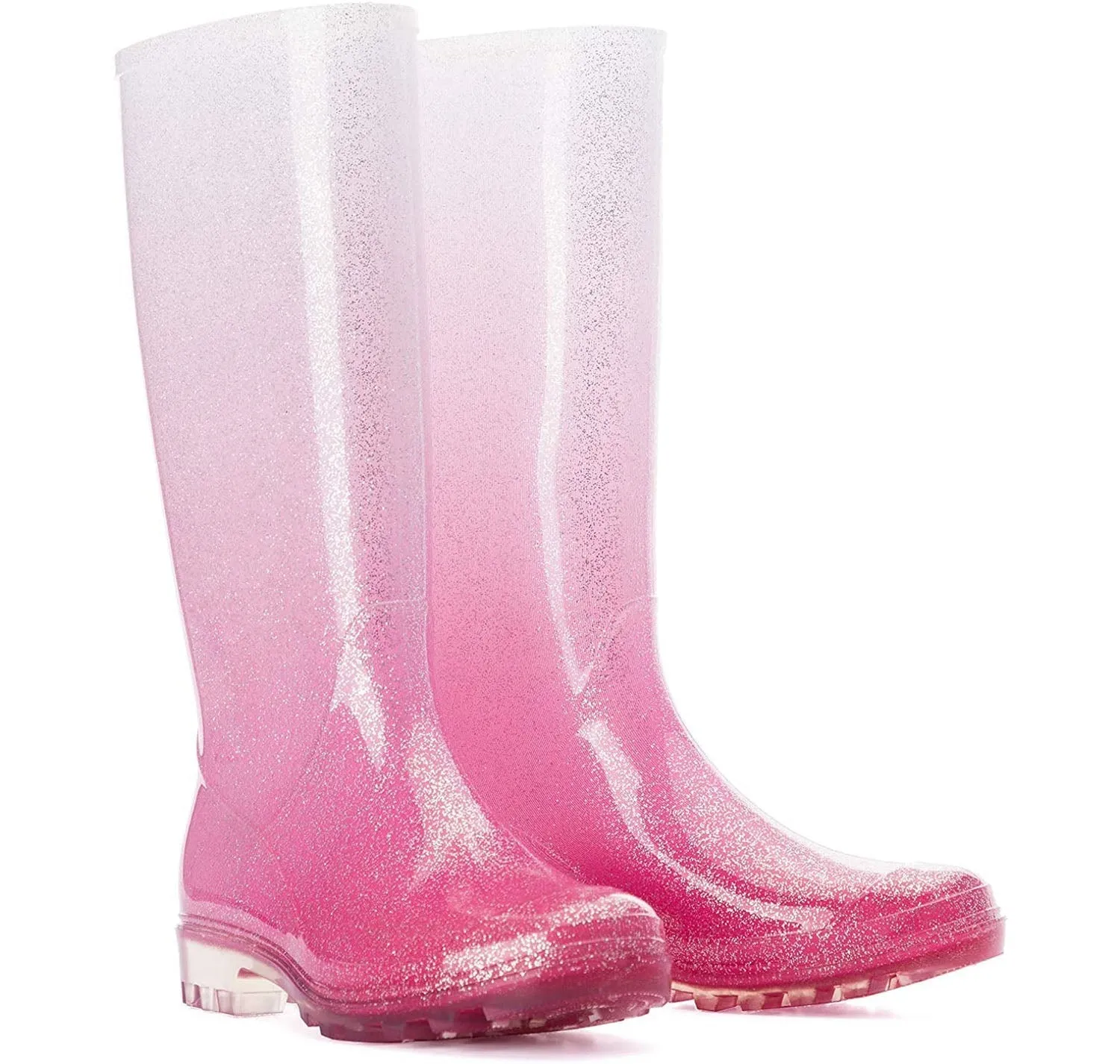 Gradient Glitter Tall Waterproof Rain Boots