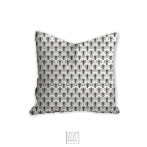 gray art deco pillow, scalloped pattern, throw pillow, retro, interior design, modern pillow, Interior decor, pillow cover, home accents