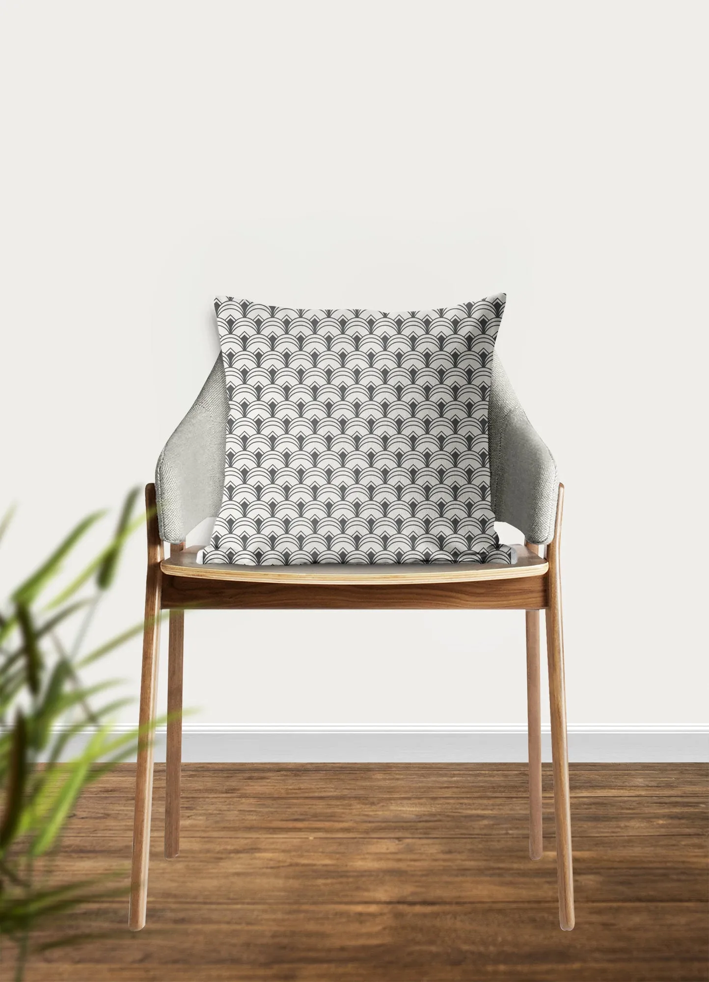 gray art deco pillow, scalloped pattern, throw pillow, retro, interior design, modern pillow, Interior decor, pillow cover, home accents