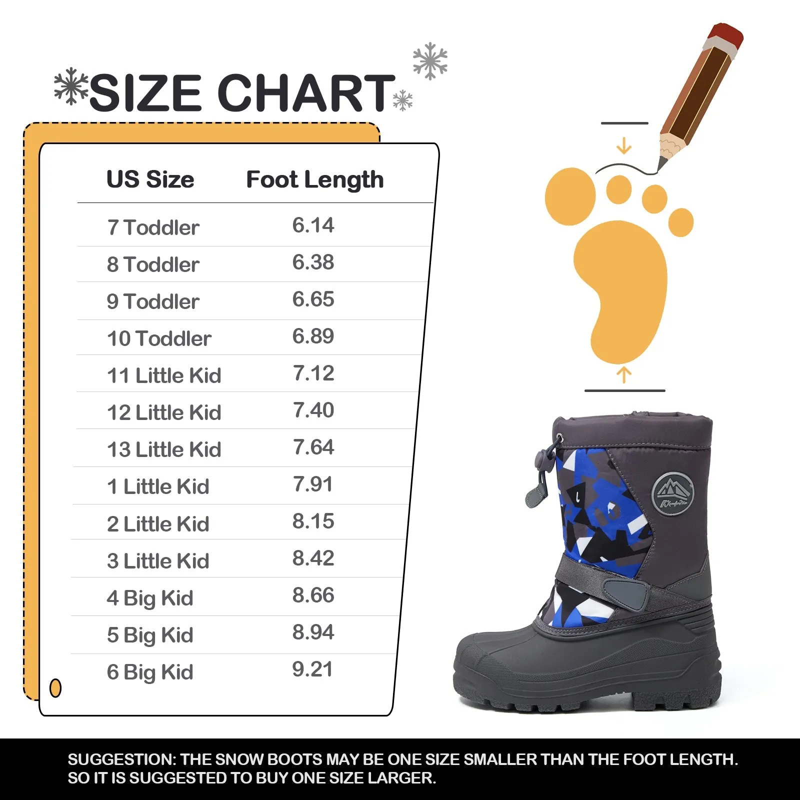 Gray Camouflage Warm Waterproof Non-Slip Snow Boots