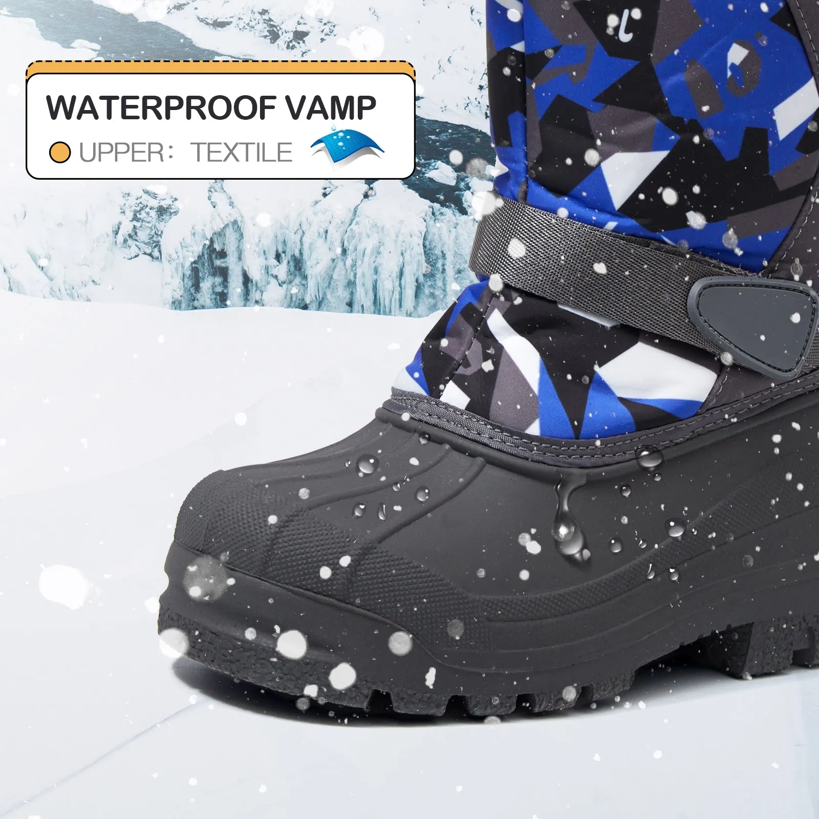 Gray Camouflage Warm Waterproof Non-Slip Snow Boots