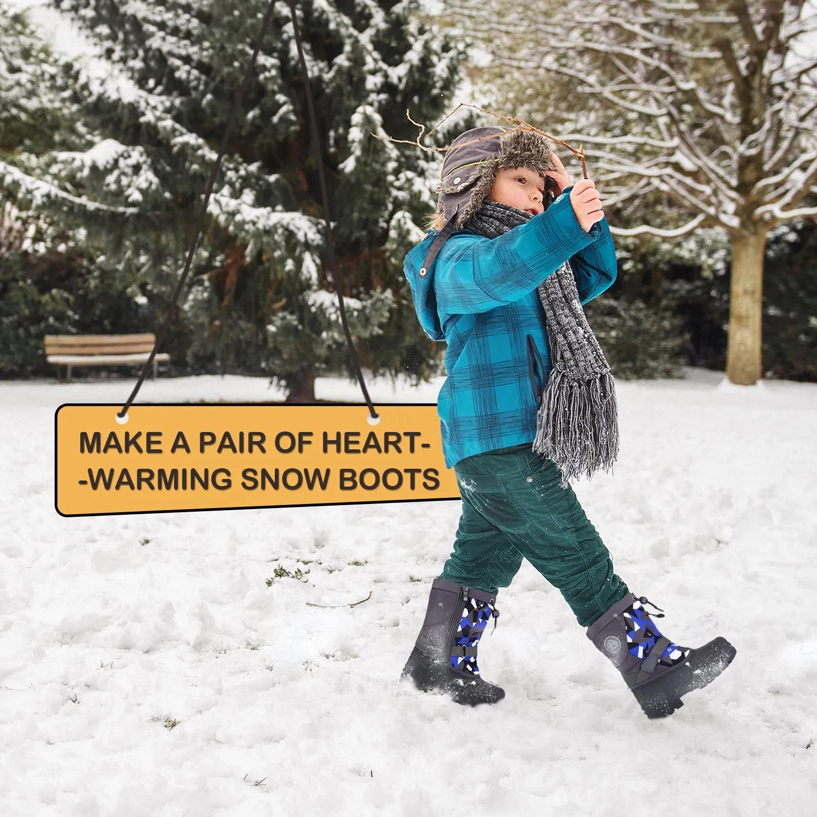 Gray Camouflage Warm Waterproof Non-Slip Snow Boots