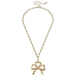 Greyson Bow Pendant Necklace in Worn Gold