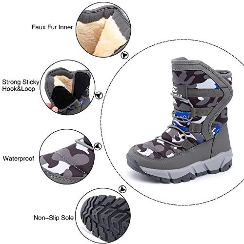 GUBARUN Boys Snow Boots Winter Waterproof Slip Resistant Cold Weather Shoes (Toddler/Little Kid/Big Kid)