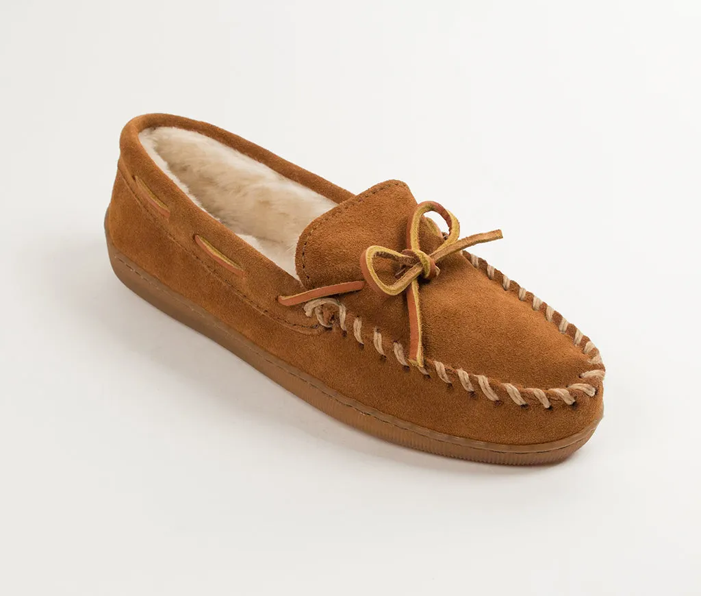 Guy's Minnetonka Pile Lined Hardsole Moc Slipper - Brown