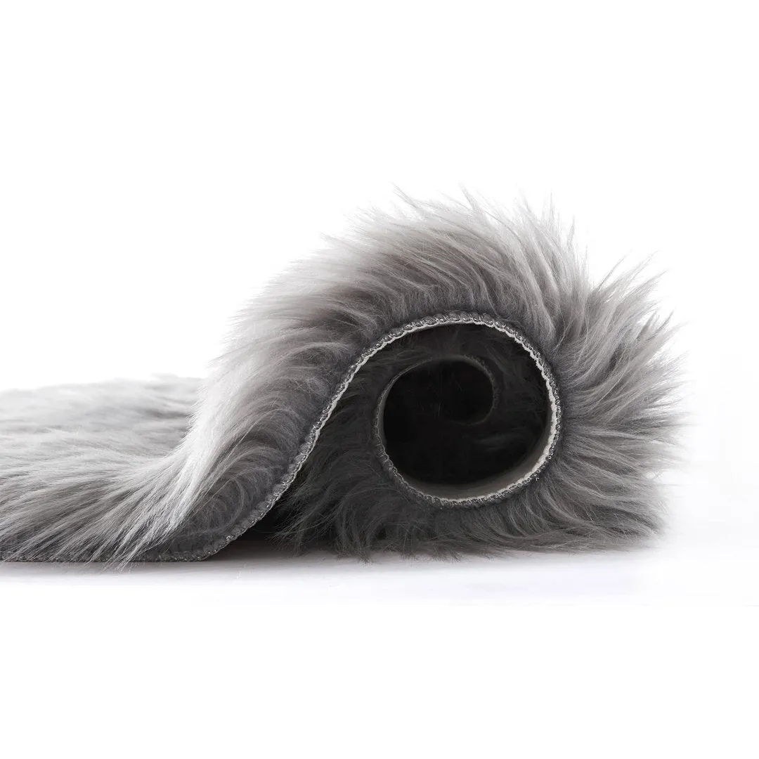 Haja Handmade Shag Faux Sheepskin Gray Area Rug Everly Quinn Rug Size: Rectangle 6' x 9'
