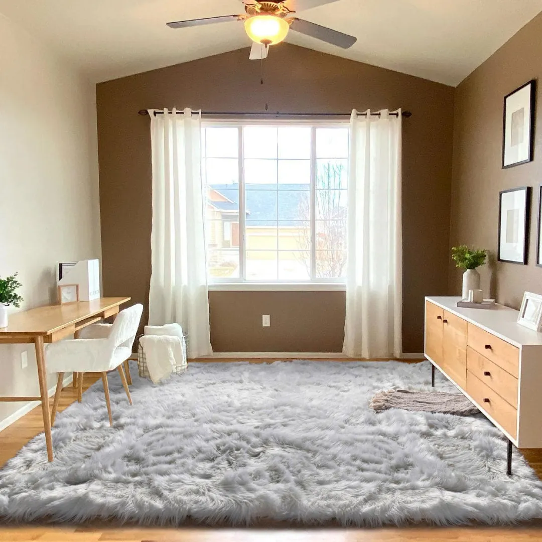 Haja Handmade Shag Faux Sheepskin Gray Area Rug Everly Quinn Rug Size: Rectangle 6' x 9'