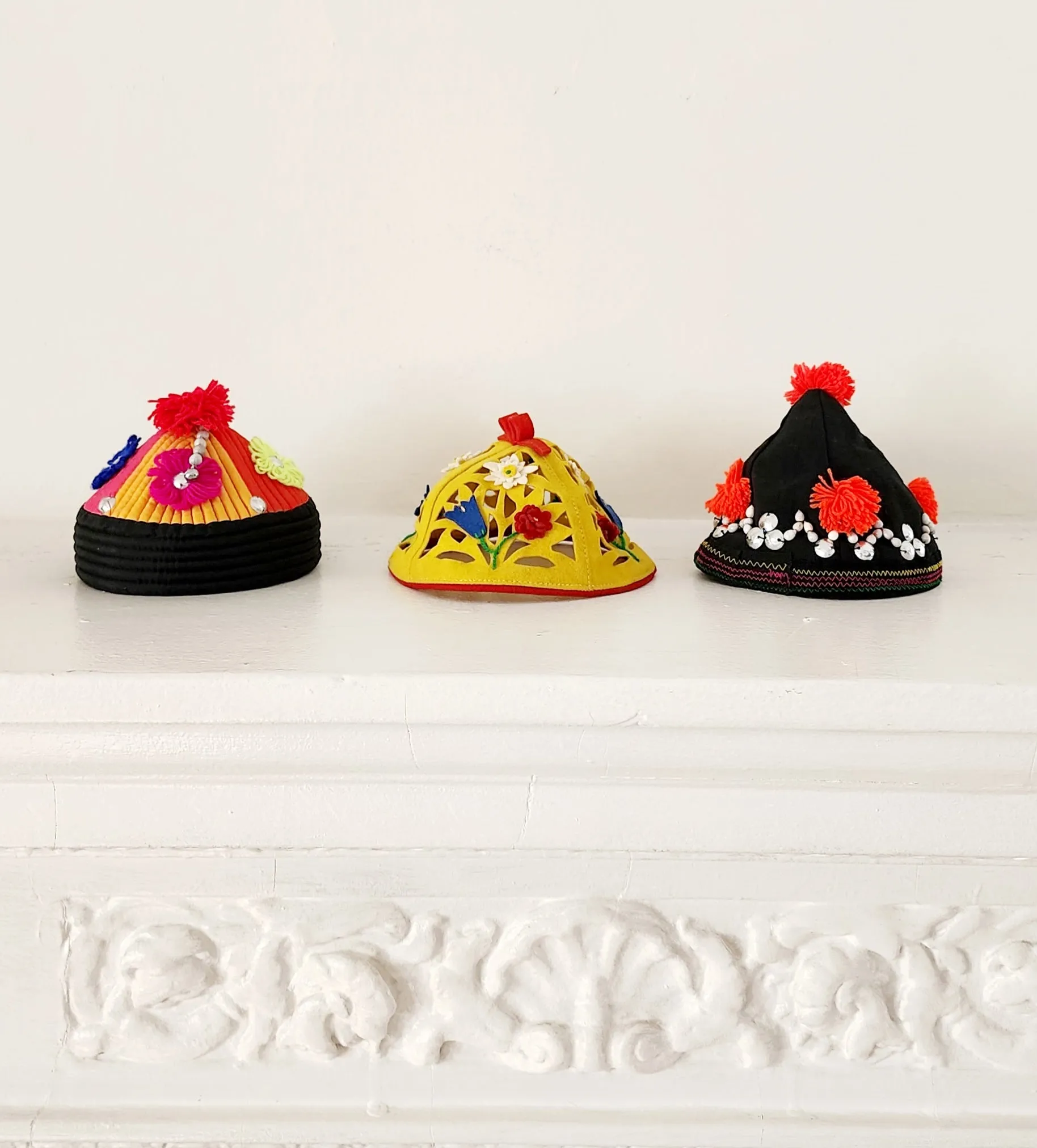 Handmade 1940s Childrens Hats German Bavarian Folk Costumes Lot of Three