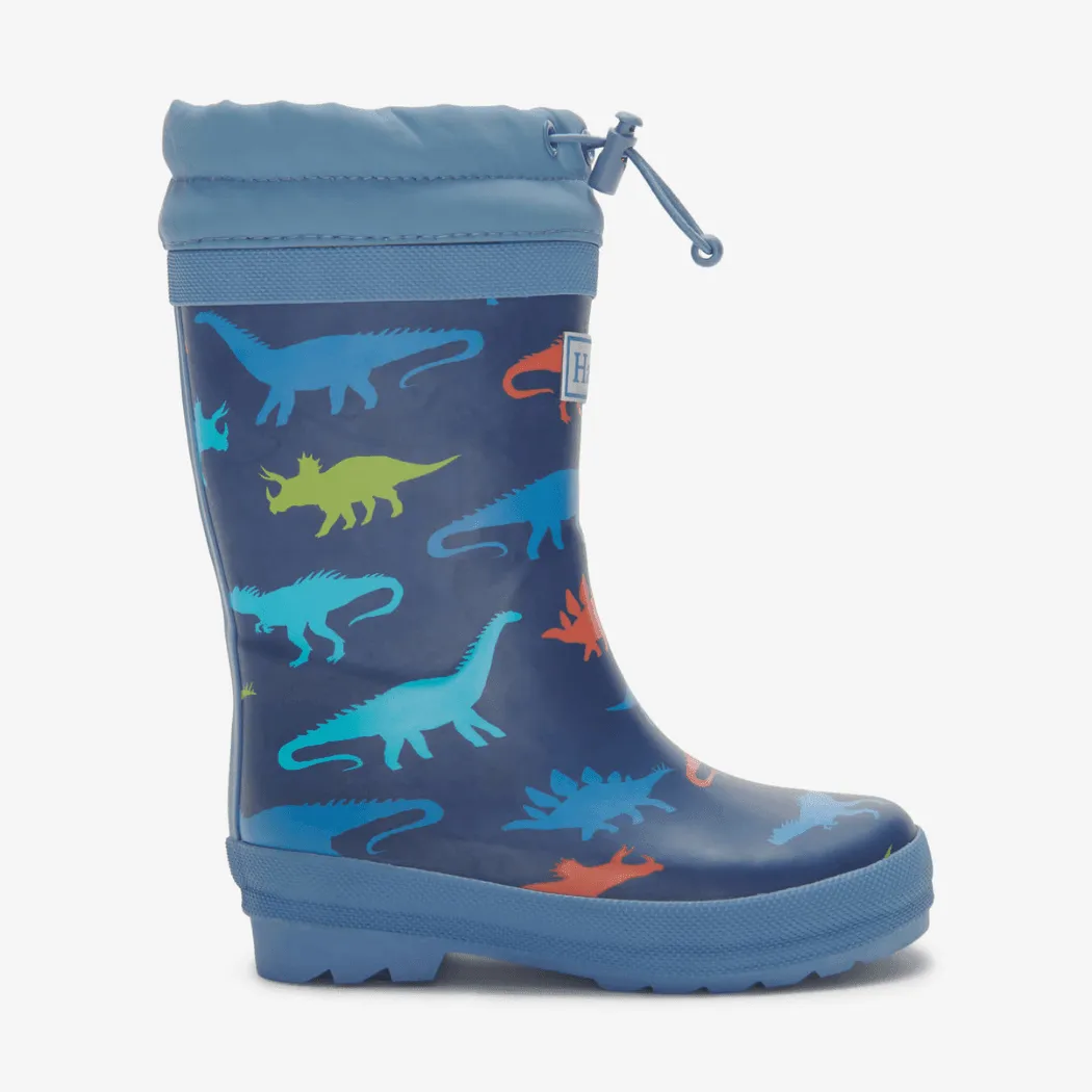 Hatley Dinosaur Silhouettes Sherpa Lined Kids Rain Boots Size 9