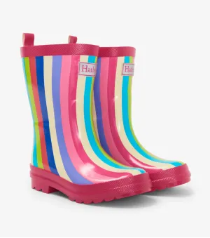 Hatley Rainbow Stripes Shiny Rain Boots