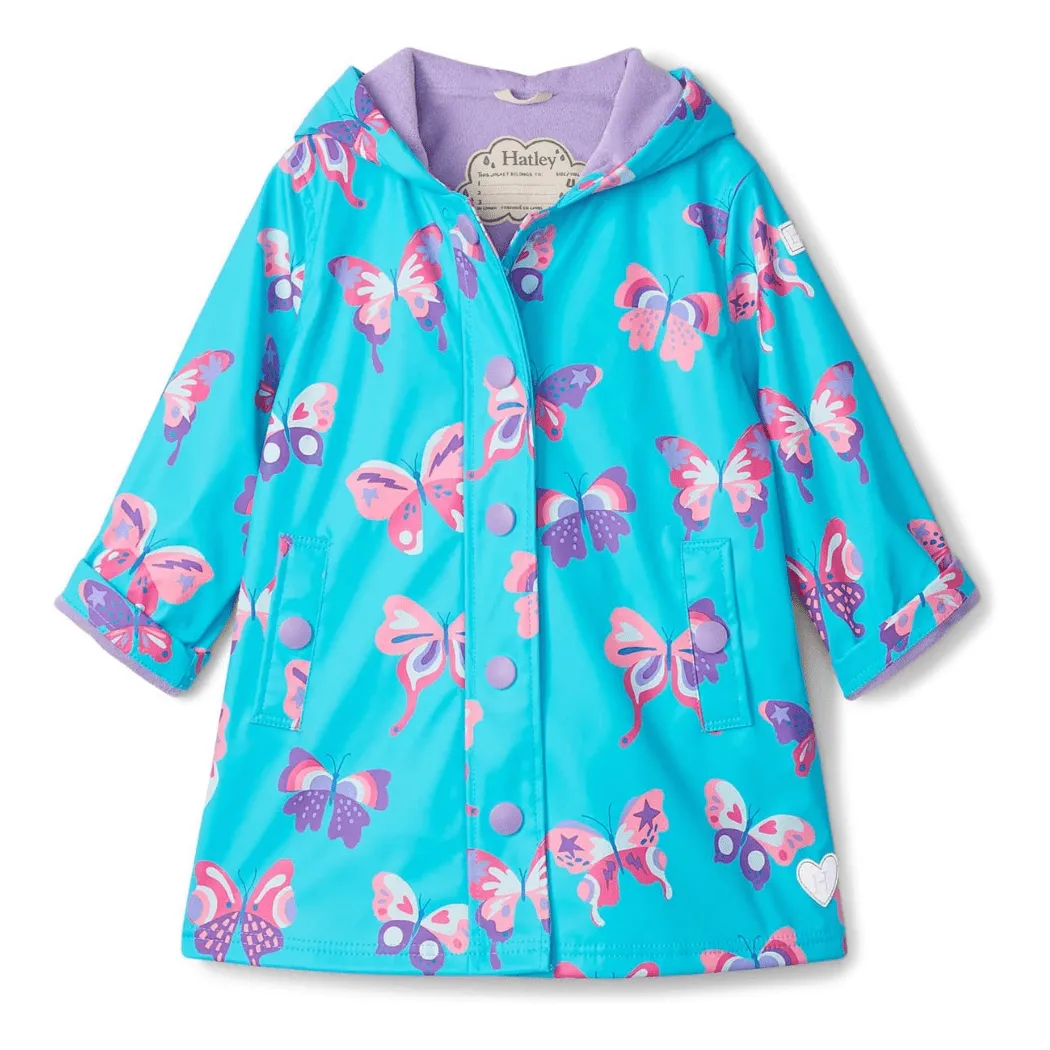 HATLEY Splash Rain Jacket | Doodle Butterflies Size 2