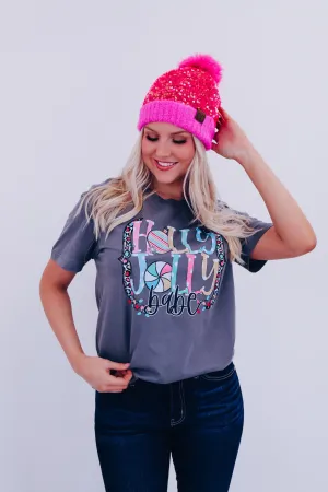 Holly Jolly Babe Graphic Tee - Grey