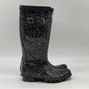 Hunter Black Glitter Rain Boots. Size 5