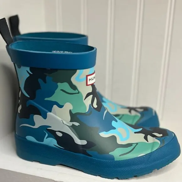 HUNTER Girls Play Water Camo Rain Boots Size 4C