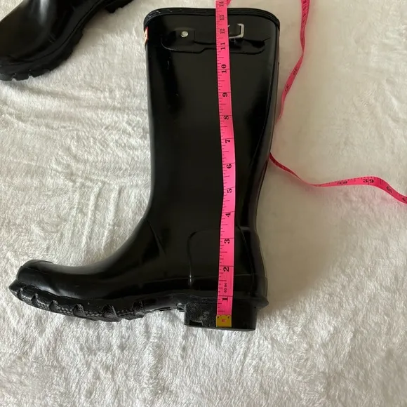Hunter Original Kids Gloss Rain Boots, Black size 4B/5G
