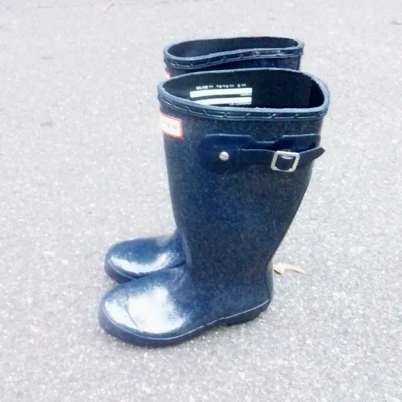 Hunter Original Kids Rain Boots Glitter Fin (EUC)