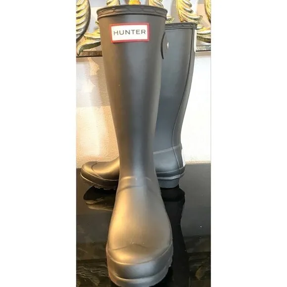 Hunter Rain Boots Kids Classic Original Tall Big Kid Size  3G/2B Matte Black NEW
