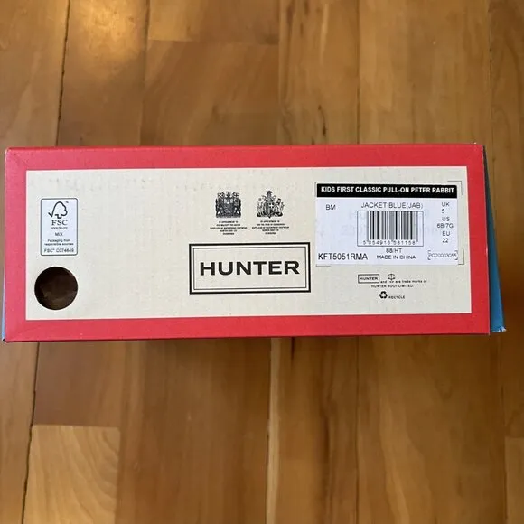 Hunter X Peter Rabbit Blue Rain Boots NIB Size 6US