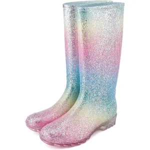 Iridescent Glitter Waterproof Tall Rain Boots