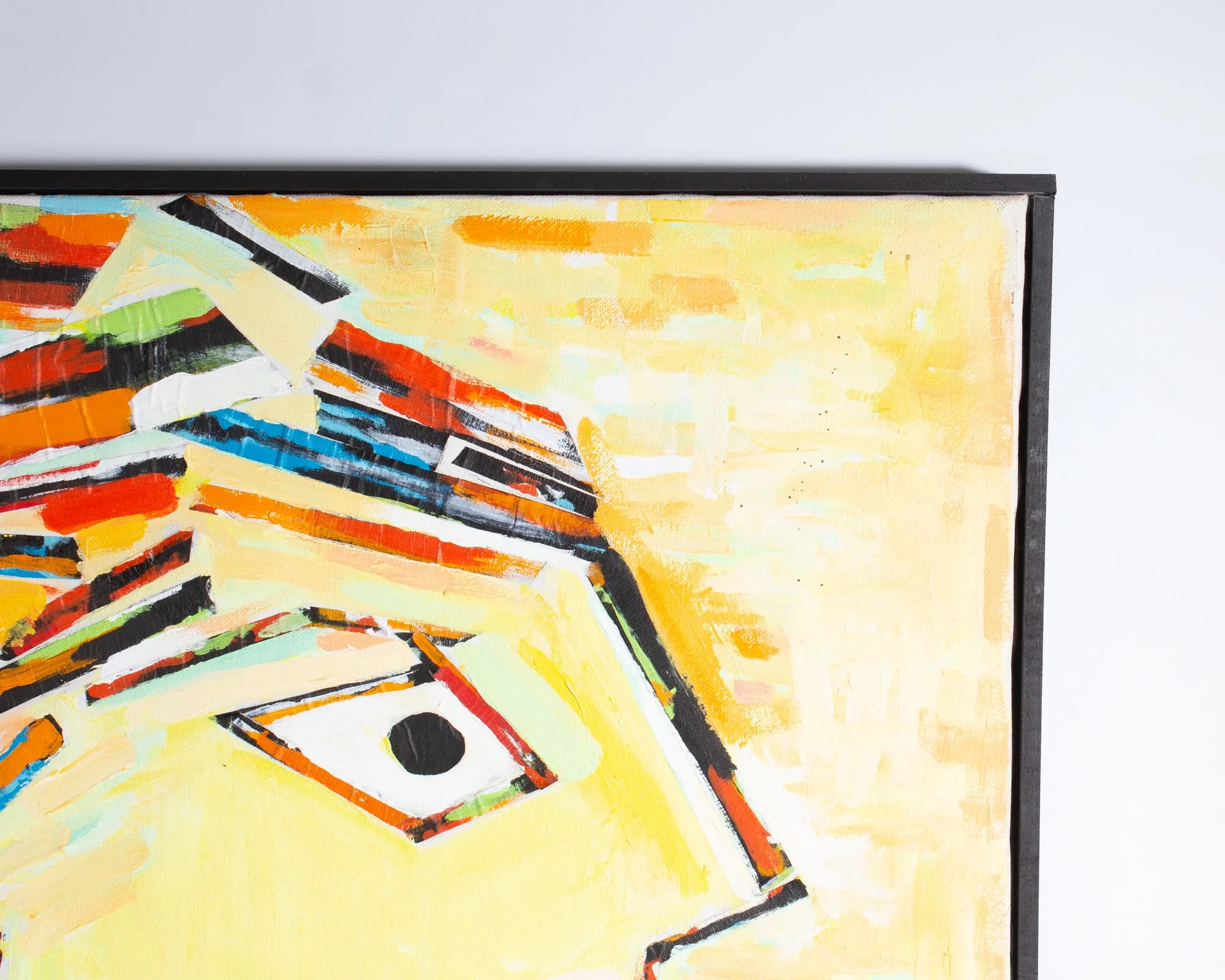 James Yoko Acrylic and Collage on Canvas Painting of a Figure