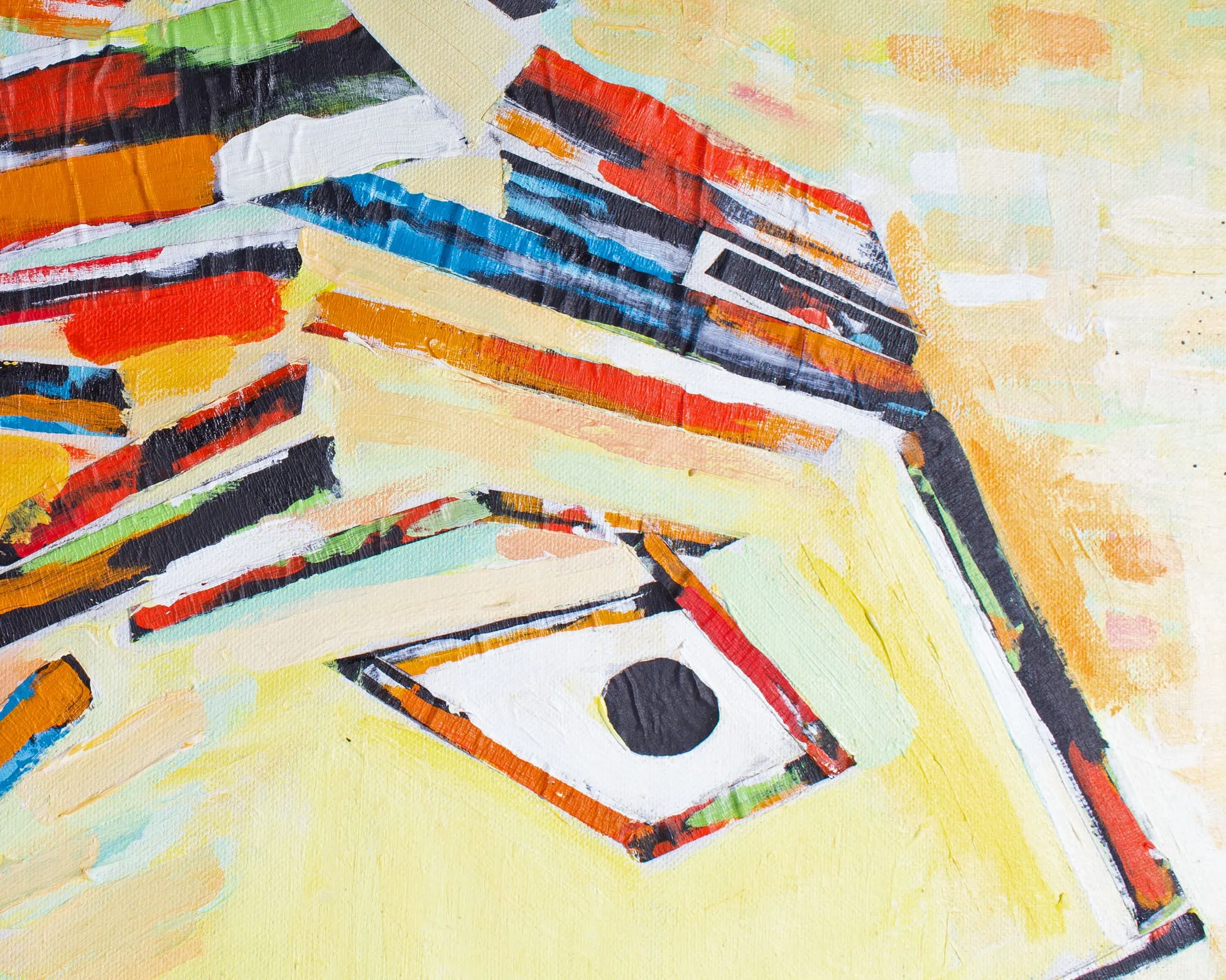 James Yoko Acrylic and Collage on Canvas Painting of a Figure