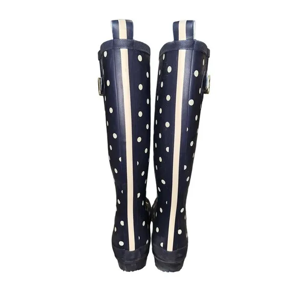 Joules Navy And White Polka Dot Rain Boots Size 7