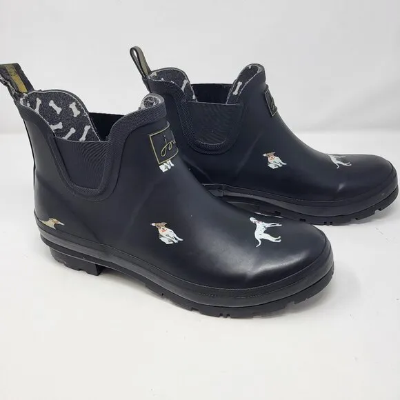 Joules Wellibob Dogs Rain Boots Women's Size 11 Black