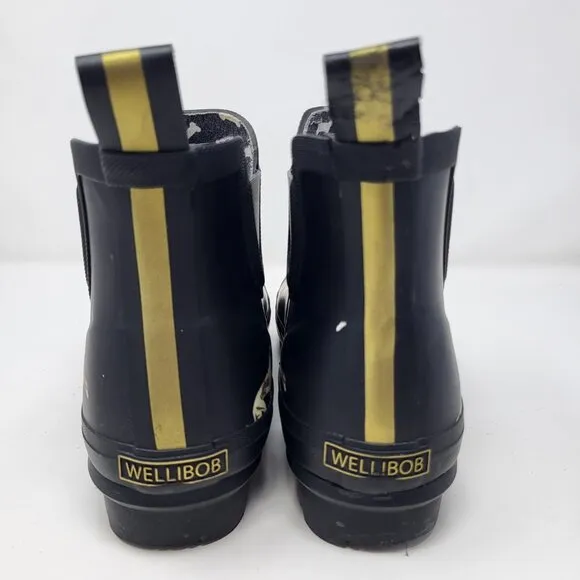 Joules Wellibob Dogs Rain Boots Women's Size 11 Black