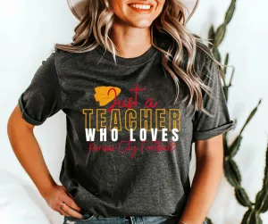 Just A Teacher Who Loves Kansas City Football Dark Grey Tee