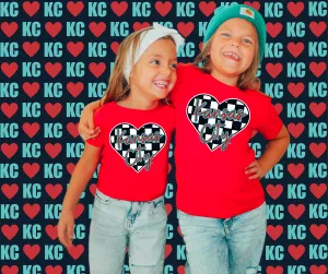 Kansas City Soccer Checkered Heart Red Tee