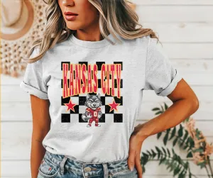 Kansas City Wolf Mascot Checkered Ash Tee